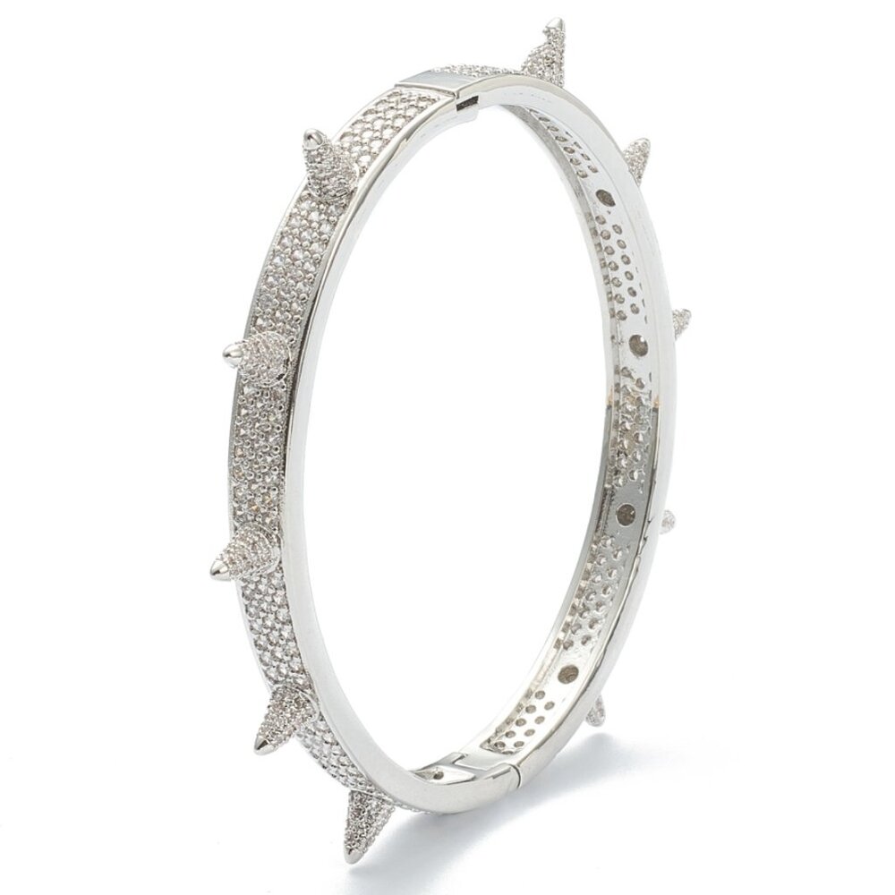 Quality Pave Spiked Blinged out Princess Punk bangle bracelet Hinge